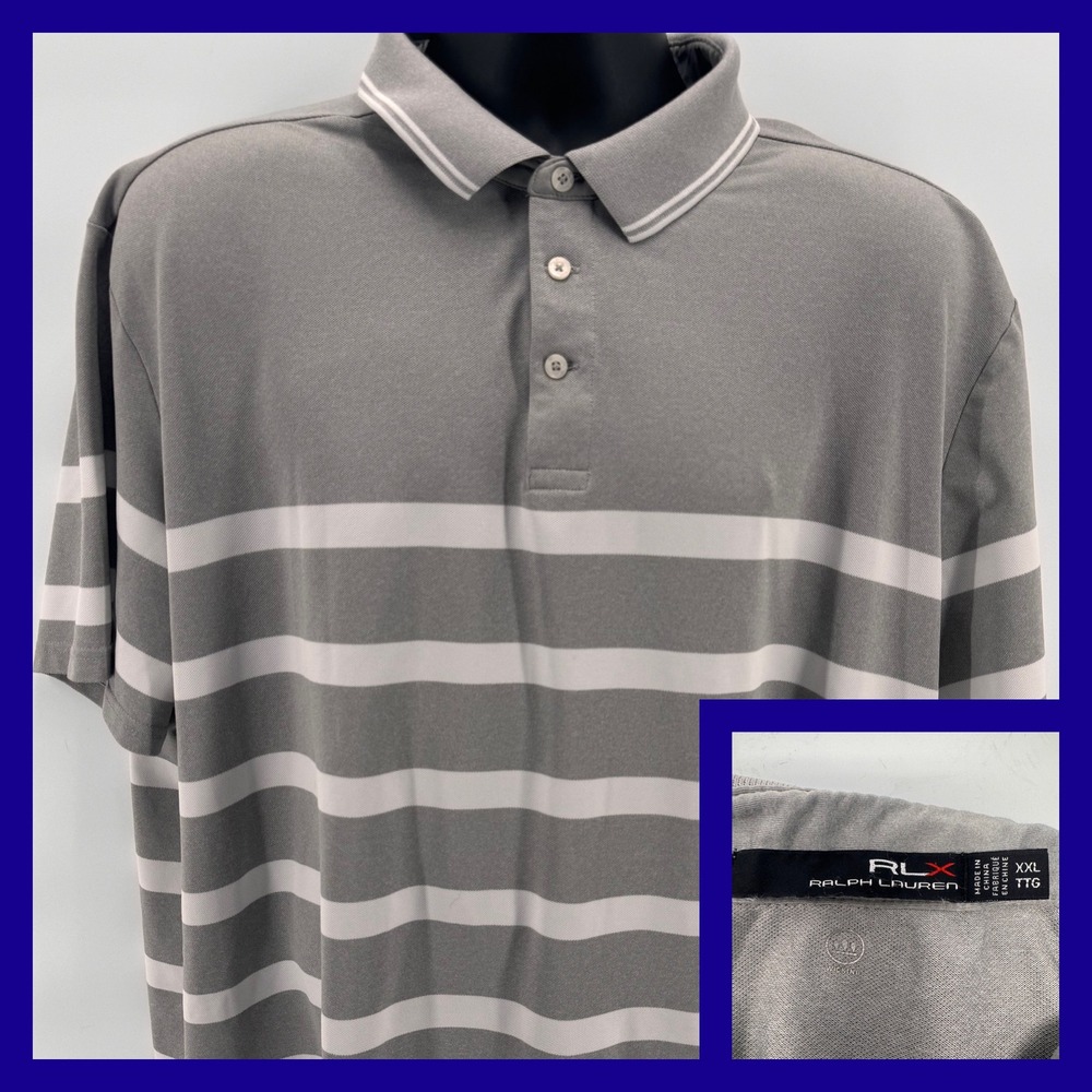 RLX Ralph Lauren Performance Golf Polo‎ - XXL - Striped Moisture Wicking
